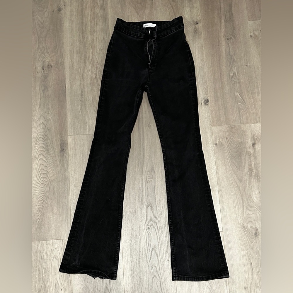 zara black jean flared pants